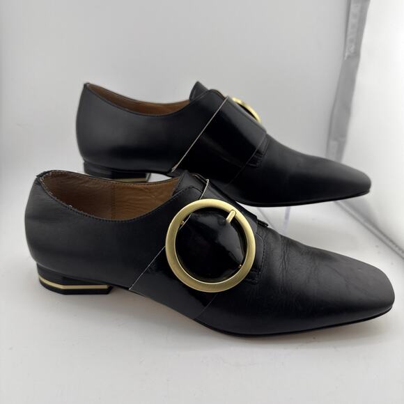 CALVIN KLEIN Womens Bessy Smooth Calf Black Patent Buckle Slip On Loafers Sz 6.5 - Picture 4 of 12